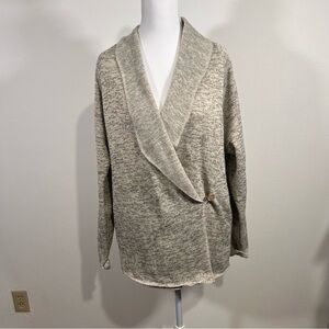 Cozy Shawl Collar Wrap Sweater Cardigan - Light Gray